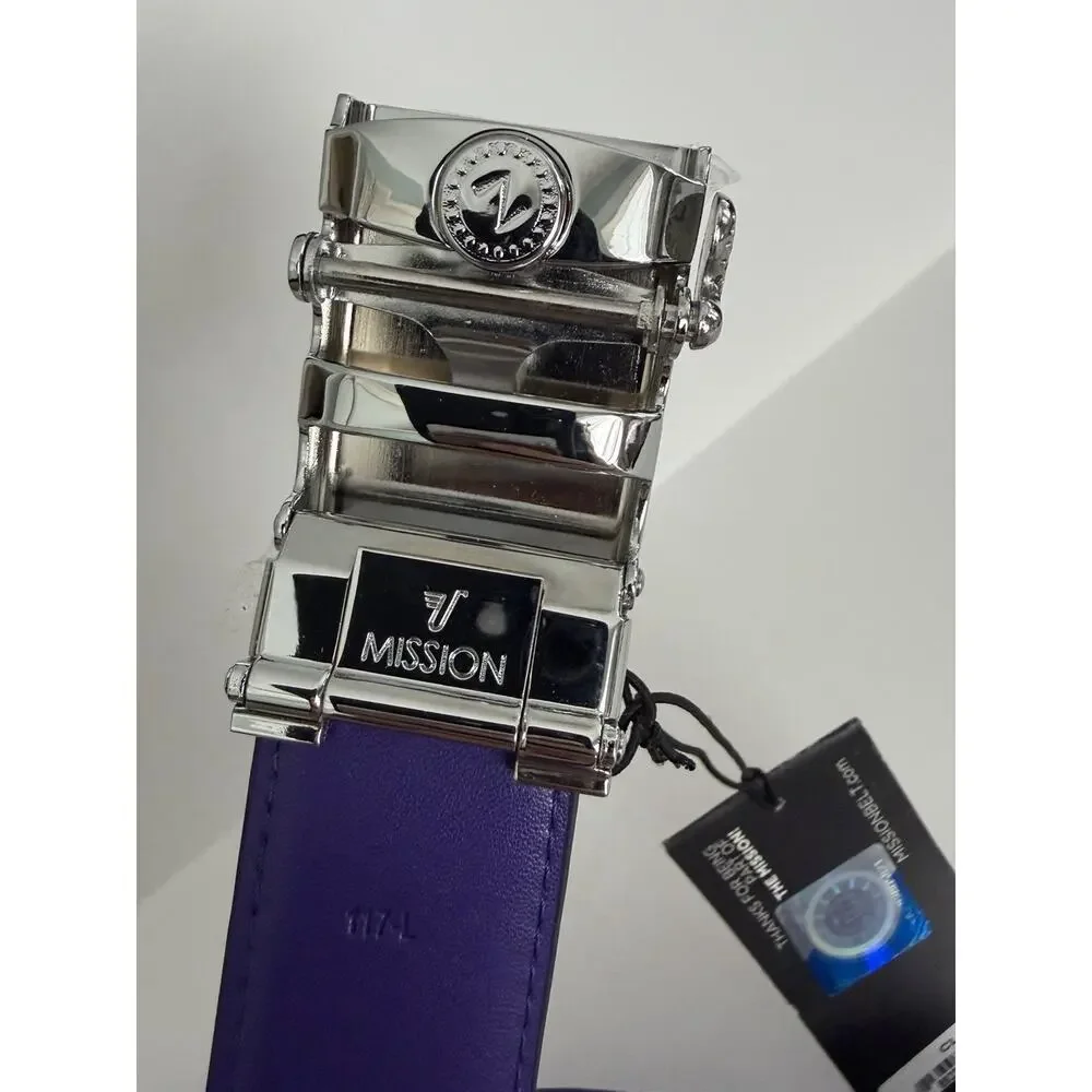 NEW Clemson Tigers Mission Leather Belt •Men L• Metal Buckle Leather Purple $89